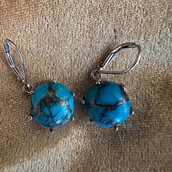 Jewelry - Sterling Silver Turquoise Dangle Drop Earrings
